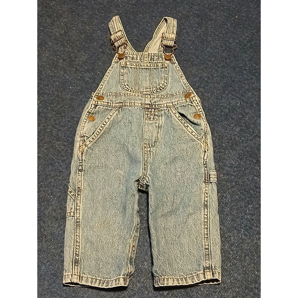 Vintage Faded Glory Light Blue Jean Bibs 12 Month Old